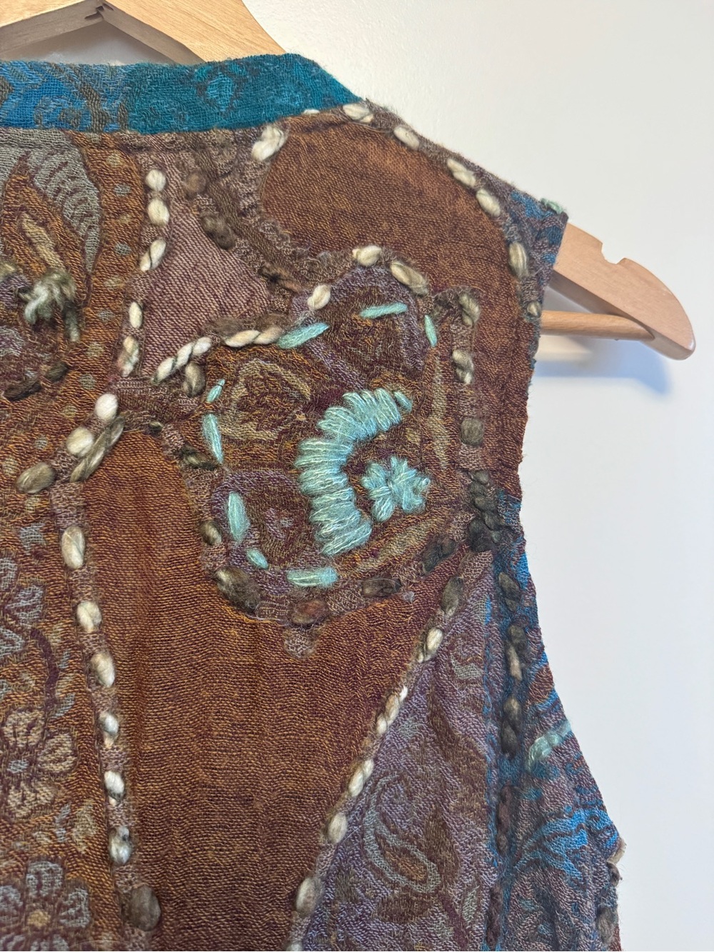 Anu By Natural Women's Colorful 100% Wool Vest Asymmetrical Art to Wear - Picture 5 of 11